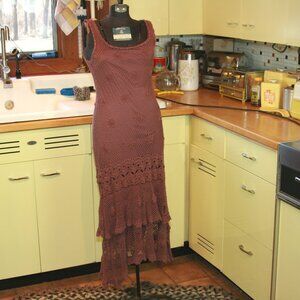 Cami Sleeveless Layered Crochet Lace Like Stretchy Women's Dress